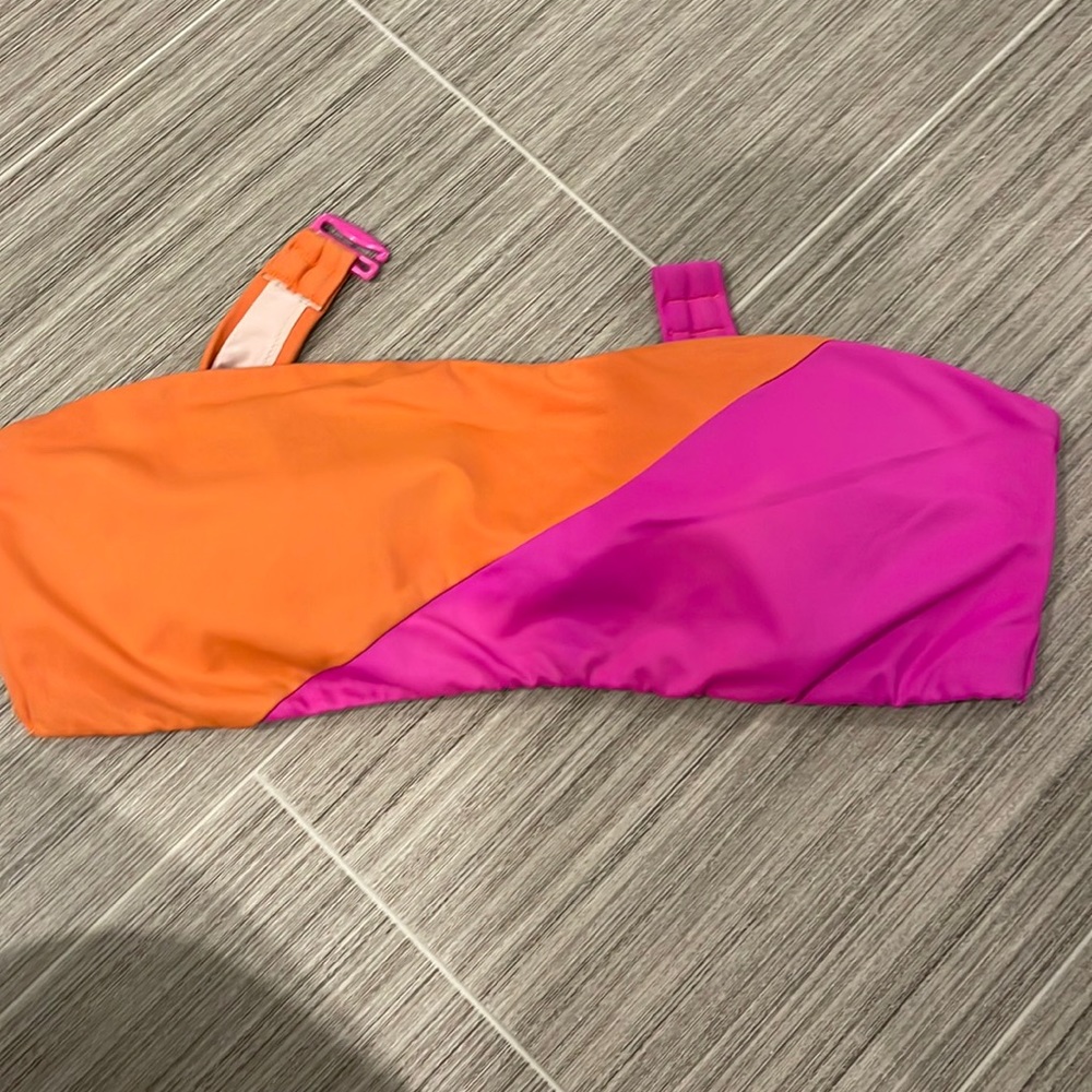 Victoria’s Secret Orange and Pink bandeau bikini top removable straps large